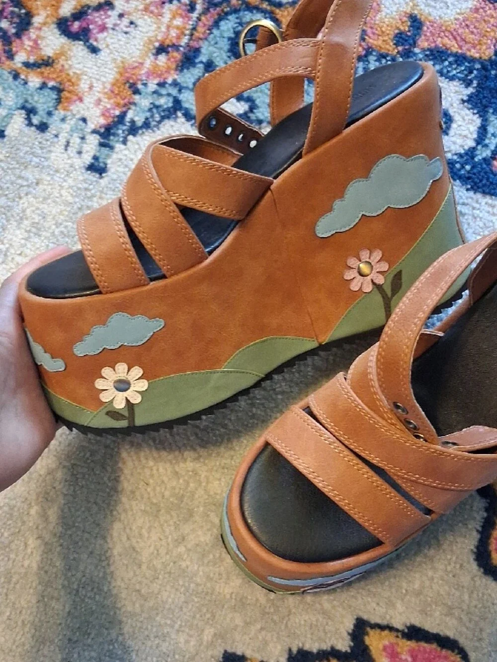 New Current Mood Mushroom Platform Sandals, Size 10